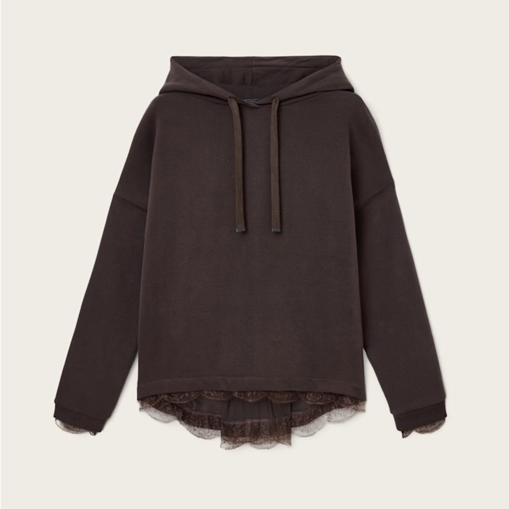 ALL SAINTS Nia Lace Brown Hoodie XS